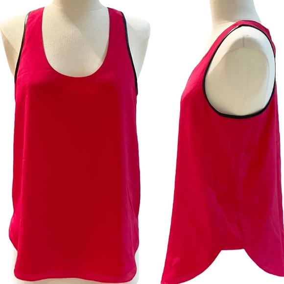 ARMANI EXCHANGE | Faux Leather Trim Silk Top - Picture 2 of 8